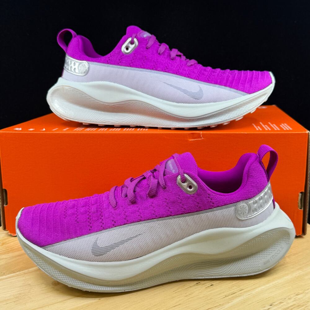 Nike ReactX Infinity Run Flyknit 4 Premium Womens Grape Silver FZ3086 Size 7.5